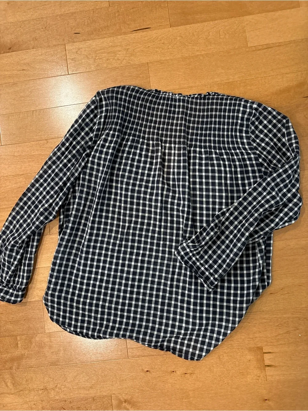 J. Crew Navy Plaid Gingham Button-Front Women's Blouse